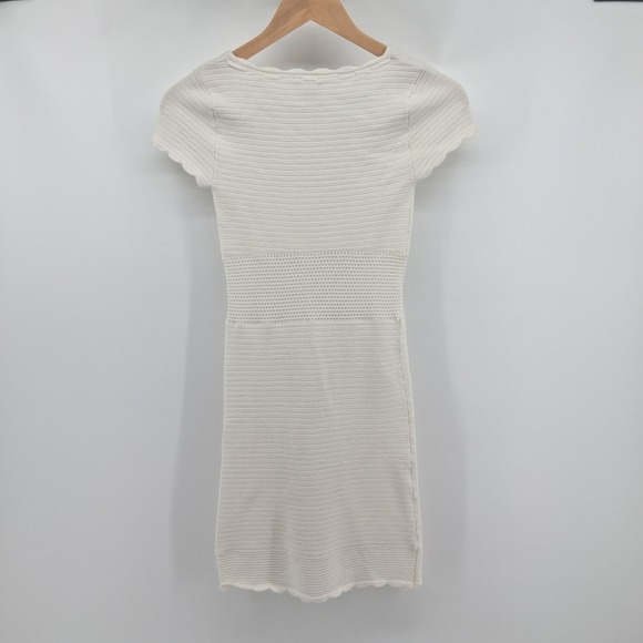 Wilfred XS White Knit Sweater Dress Scallop Trim Y2K Cottagecore Soft Aritzia - Picture 9 of 12